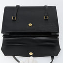 VALENTINO Shoulder Bag Leather Black Gold Auth BA6292-10