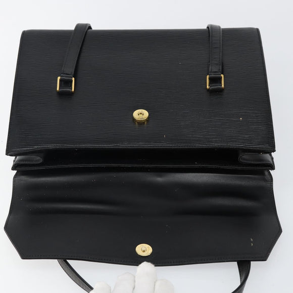VALENTINO Shoulder Bag Leather Black Gold Auth BA6292