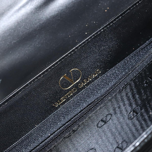 VALENTINO Shoulder Bag Leather Black Gold Auth BA6292
