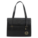 VALENTINO Shoulder Bag Leather Black Gold Auth BA6292-13