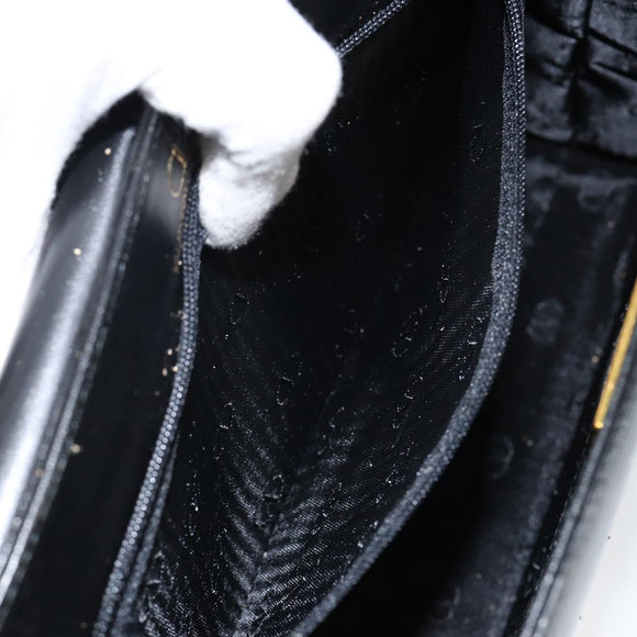 VALENTINO Shoulder Bag Leather Black Gold Auth BA6292