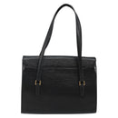 VALENTINO Shoulder Bag Leather Black Gold Auth BA6292-2