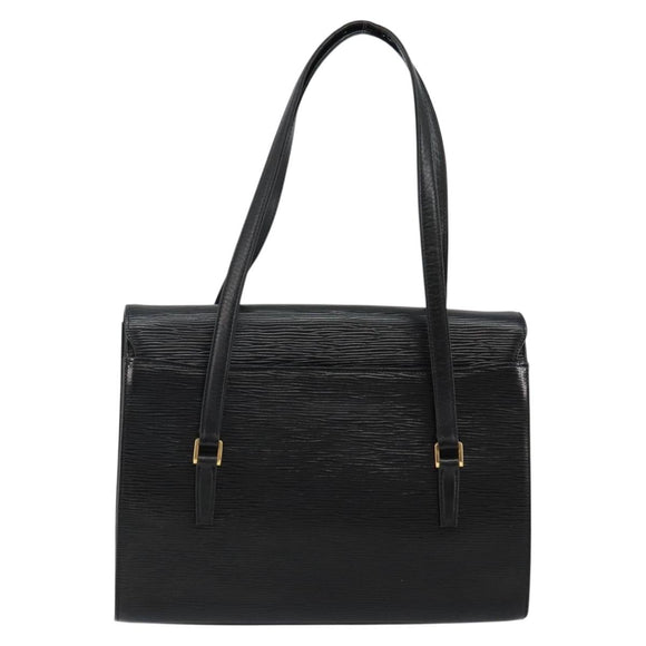 VALENTINO Shoulder Bag Leather Black Gold Auth BA6292