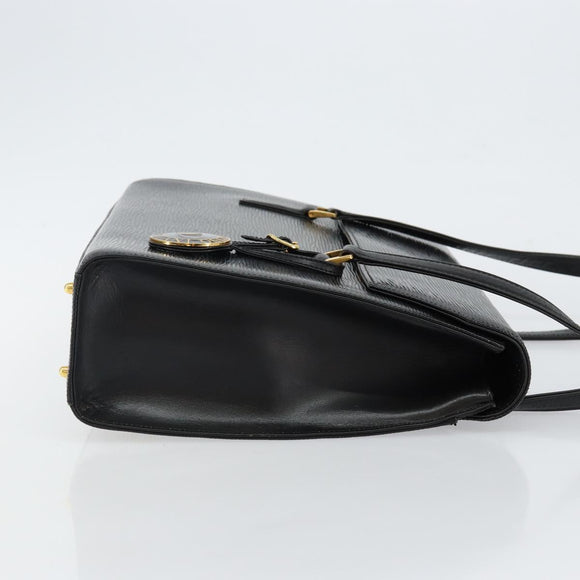 VALENTINO Shoulder Bag Leather Black Gold Auth BA6292