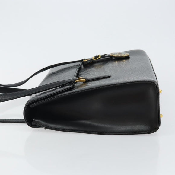 VALENTINO Shoulder Bag Leather Black Gold Auth BA6292
