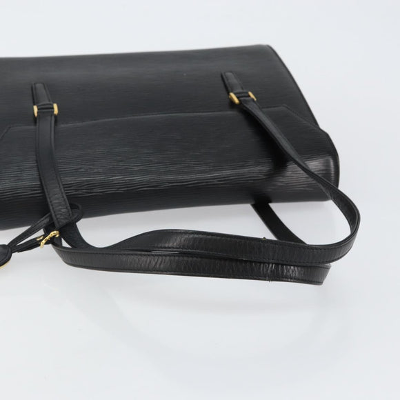 VALENTINO Shoulder Bag Leather Black Gold Auth BA6292