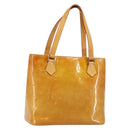 LOUIS VUITTON Monogram Vernis Houston Hand Bag Beige M91004 LV Auth BA6311-1