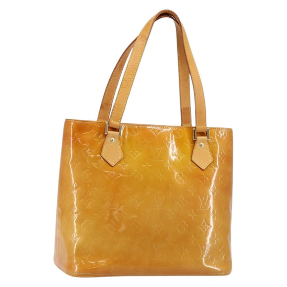 LOUIS VUITTON Monogram Vernis Houston Hand Bag Beige M91004 LV Auth BA6311