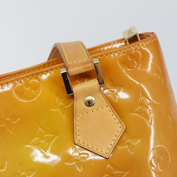 LOUIS VUITTON Monogram Vernis Houston Hand Bag Beige M91004 LV Auth BA6311
