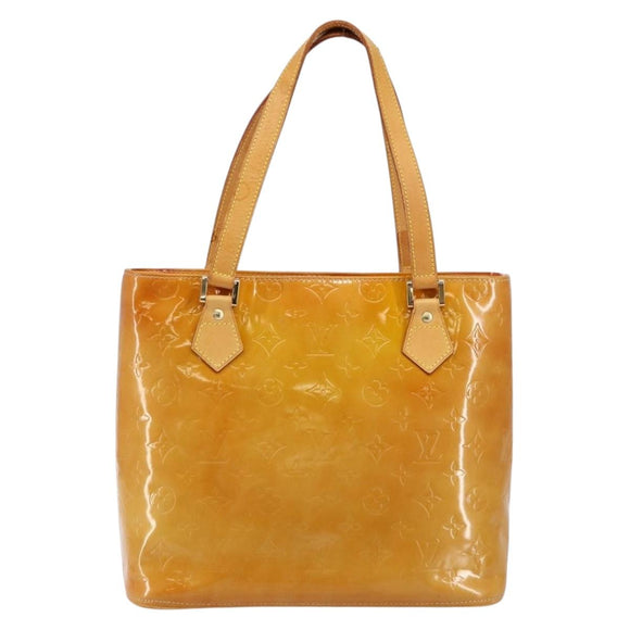 LOUIS VUITTON Monogram Vernis Houston Hand Bag Beige M91004 LV Auth BA6311
