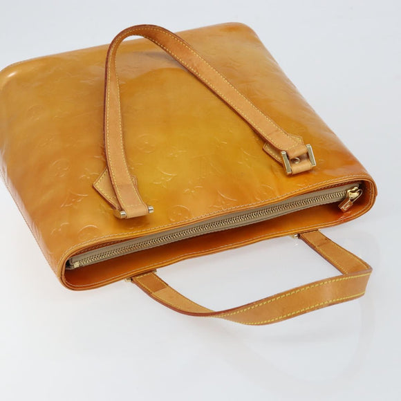 LOUIS VUITTON Monogram Vernis Houston Hand Bag Beige M91004 LV Auth BA6311