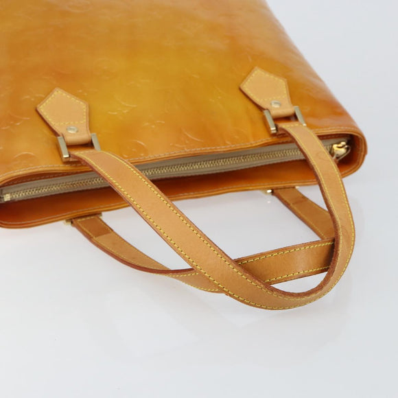 LOUIS VUITTON Monogram Vernis Houston Hand Bag Beige M91004 LV Auth BA6311