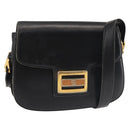 GUCCI Shoulder Bag Leather Navy Gold Auth BA6320-1