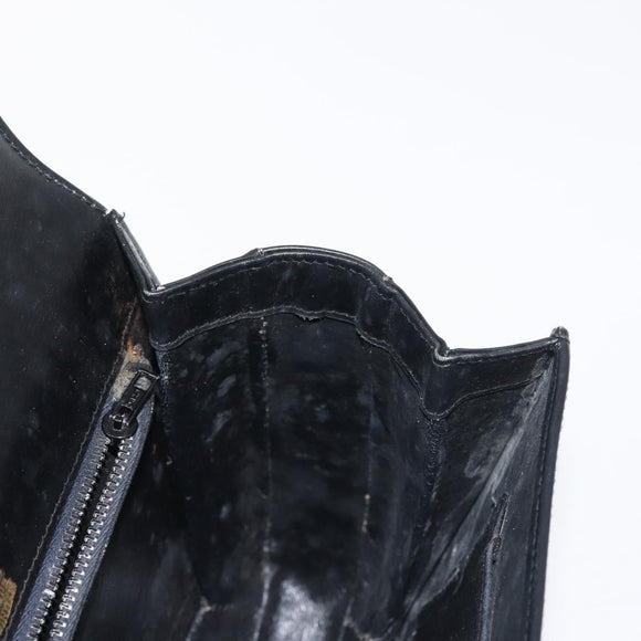 GUCCI Shoulder Bag Leather Navy Gold Auth BA6320