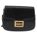 GUCCI Shoulder Bag Leather Navy Gold Auth BA6320-13