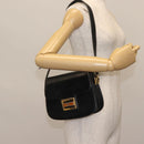 GUCCI Shoulder Bag Leather Navy Gold Auth BA6320-21