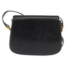 GUCCI Shoulder Bag Leather Navy Gold Auth BA6320-2