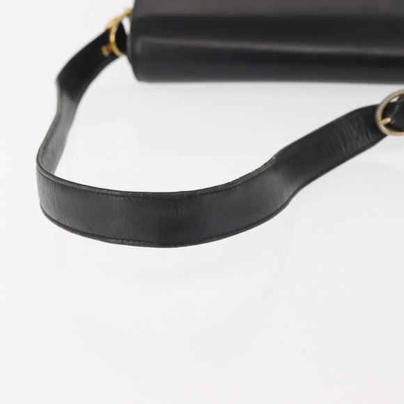 GUCCI Shoulder Bag Leather Navy Gold Auth BA6320