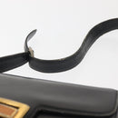 GUCCI Shoulder Bag Leather Navy Gold Auth BA6320-14