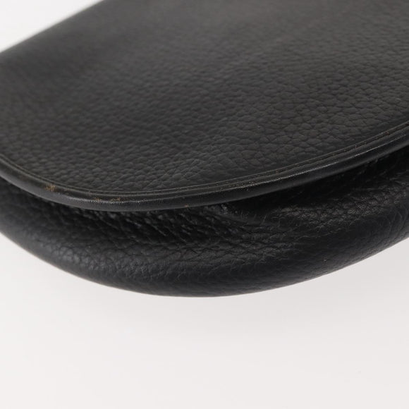 Christian Dior Shoulder Bag Leather Black Gold Auth BA6321