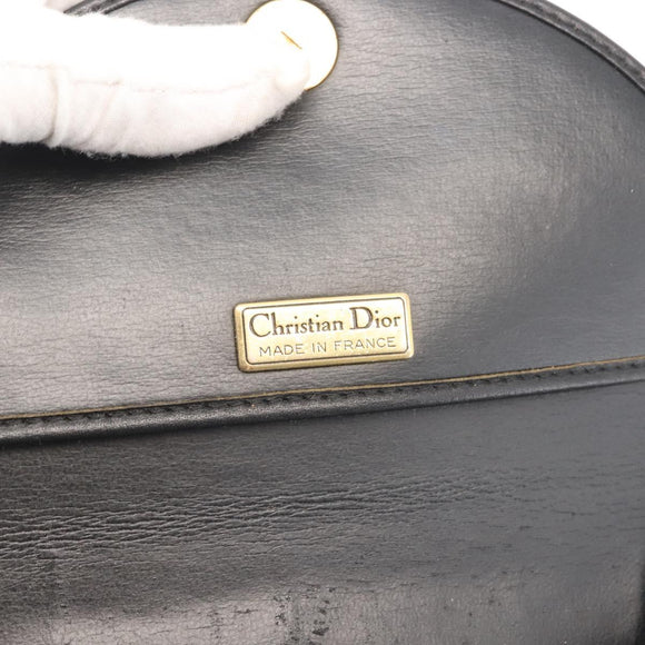 Christian Dior Shoulder Bag Leather Black Gold Auth BA6321