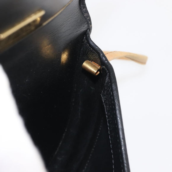 Christian Dior Shoulder Bag Leather Black Gold Auth BA6321