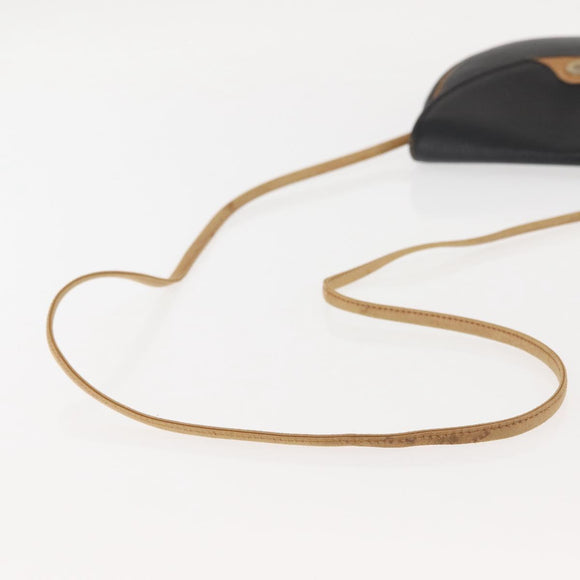 Christian Dior Shoulder Bag Leather Black Gold Auth BA6321