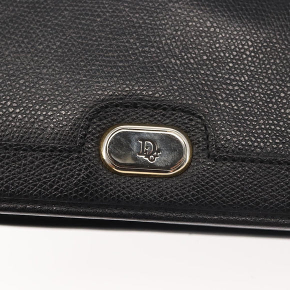 Christian Dior Shoulder Bag Leather Black Gold Auth BA6322