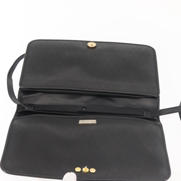 Christian Dior Shoulder Bag Leather Black Gold Auth BA6322