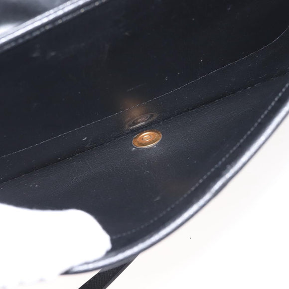 Christian Dior Shoulder Bag Leather Black Gold Auth BA6322