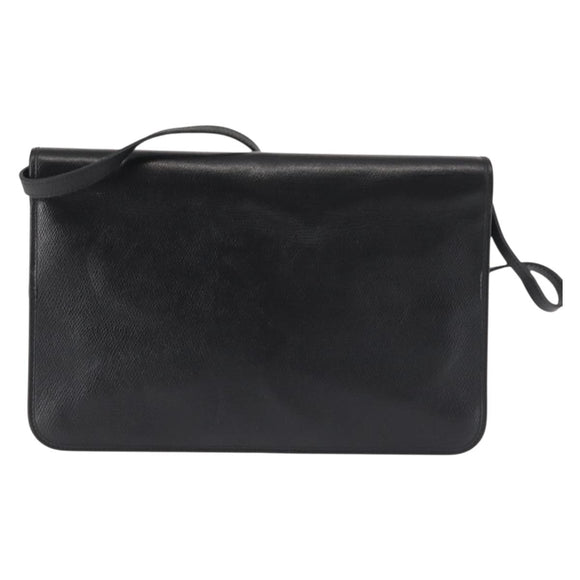 Christian Dior Shoulder Bag Leather Black Gold Auth BA6322