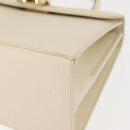 Salvatore Ferragamo Gancini Hand Bag Leather 2way White Gold Auth BA6323-13