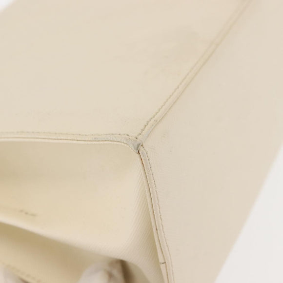 Salvatore Ferragamo Gancini Hand Bag Leather 2way White Gold Auth BA6323