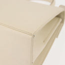 Salvatore Ferragamo Gancini Hand Bag Leather 2way White Gold Auth BA6323-15