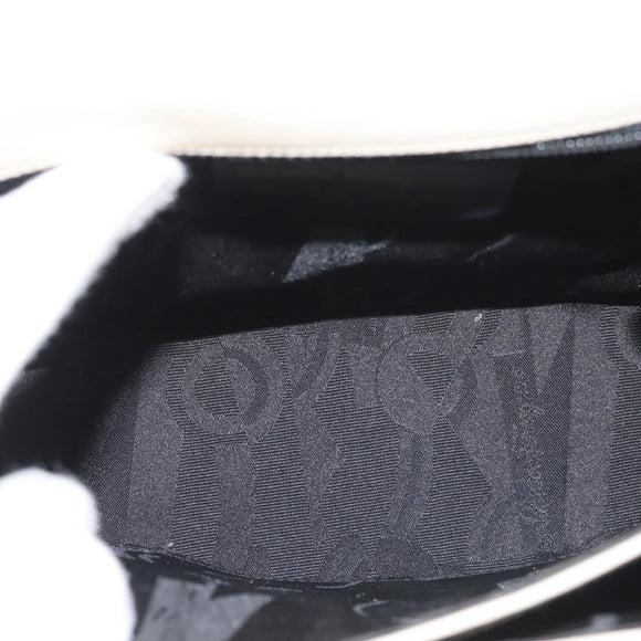 Salvatore Ferragamo Gancini Hand Bag Leather 2way White Gold Auth BA6323