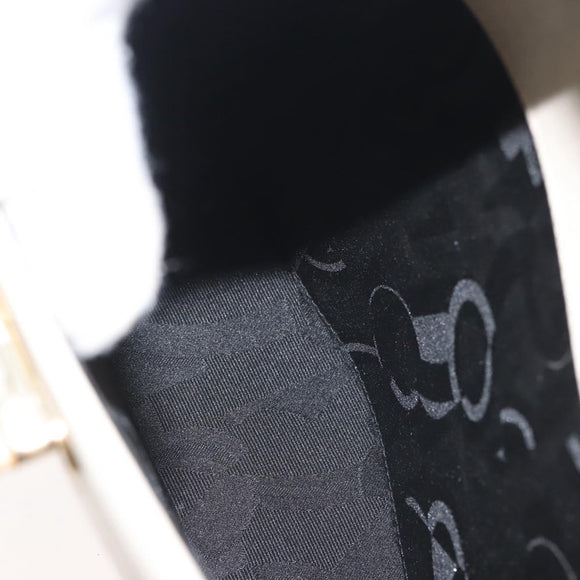 Salvatore Ferragamo Gancini Hand Bag Leather 2way White Gold Auth BA6323