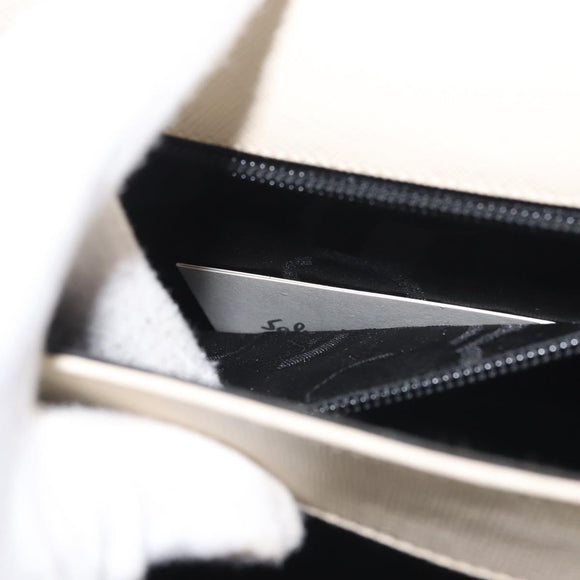 Salvatore Ferragamo Gancini Hand Bag Leather 2way White Gold Auth BA6323