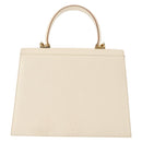 Salvatore Ferragamo Gancini Hand Bag Leather 2way White Gold Auth BA6323-3