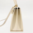 Salvatore Ferragamo Gancini Hand Bag Leather 2way White Gold Auth BA6323-4