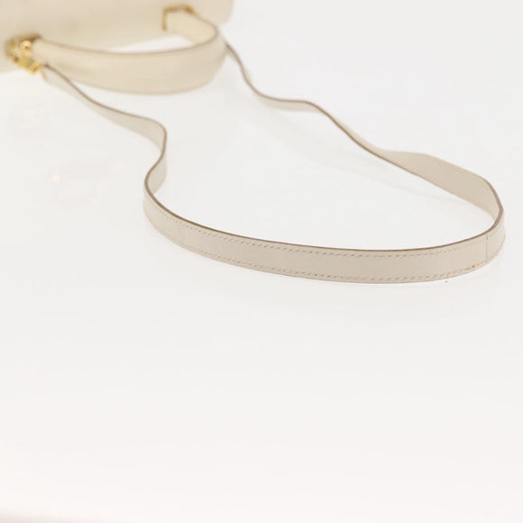 Salvatore Ferragamo Gancini Hand Bag Leather 2way White Gold Auth BA6323