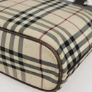 BURBERRY Nova Check Hand Bag Canvas Beige Gold Auth BA6325-9