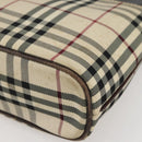 BURBERRY Nova Check Hand Bag Canvas Beige Gold Auth BA6325-15