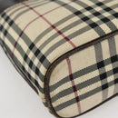BURBERRY Nova Check Hand Bag Canvas Beige Gold Auth BA6325-16