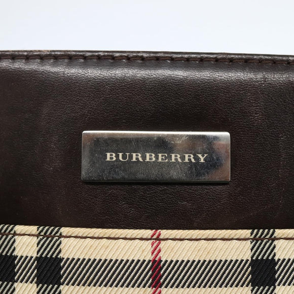 BURBERRY Nova Check Hand Bag Canvas Beige Gold Auth BA6325