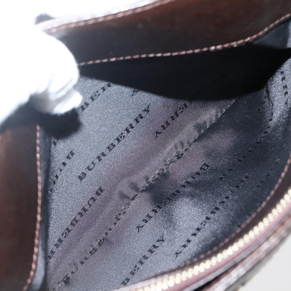 BURBERRY Nova Check Hand Bag Canvas Beige Gold Auth BA6325