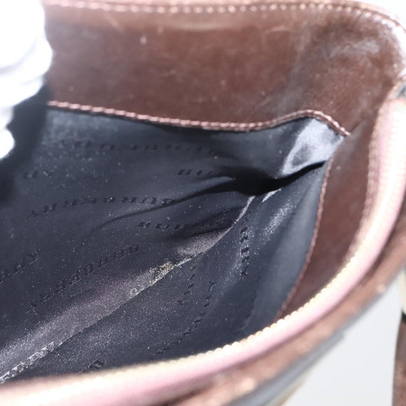 BURBERRY Nova Check Hand Bag Canvas Beige Gold Auth BA6325