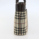 BURBERRY Nova Check Hand Bag Canvas Beige Gold Auth BA6325-3