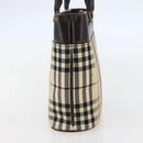 BURBERRY Nova Check Hand Bag Canvas Beige Gold Auth BA6325-4