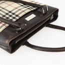 BURBERRY Nova Check Hand Bag Canvas Beige Gold Auth BA6325-6