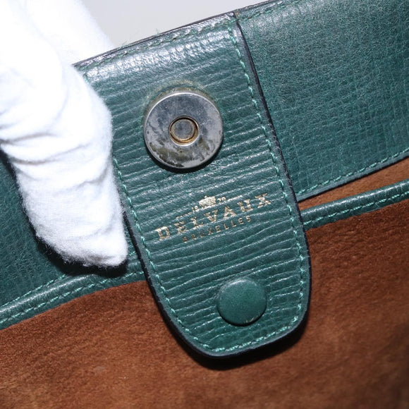 DELVAUX Shoulder Bag Leather Green Gold Auth BA6327